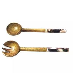 Ensemble cuillère et fourchette de serveur de salade polie en argent Ensemble d'ustensiles de cuisine de table de mariage Décor de vaisselle Ensemble de poignées nouées à fil à longue boucle - Product Image 6