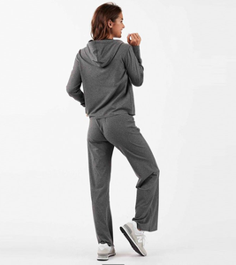 Conjunto Deportivo de Invierno 2025 para Mujer, Sudadera con Capucha y Logotipo Personalizado, Pantalones Deportivos Anchos con Estampado Sólido, 320 GSM, de Alta Calidad - Product Image 2