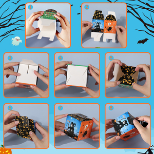 Halloween Promotional Novelty Paperboard Gift <b>Boxes</b> Square Handle Digital Four-Color Printing Trick <b>Treat</b> Design Self Erecting - Product Image 6