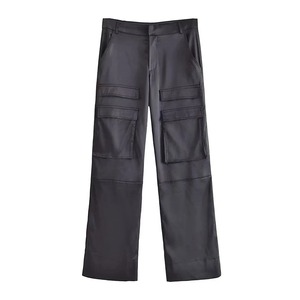 Pantalones Cargo para Mujer con Bolsillos, Cintura Elástica, Frente Plano, Estilo Vintage de Moda de Verano - Product Image 2