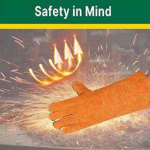 Guantes de soldadura de cuero de vaca reforzado de calidad superior Protección de manos de seguridad industrial con resistencia a la abrasión - Product Image 3