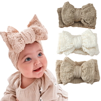 Baby Love – bandeaux surdimensionnés froissés pour bébé fille, couvre-chef large et solide, nœud de tête en vrac, chocolat noué, bandeaux pour nouveau-né