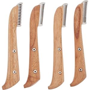 Ensemble de 4 couteaux à dénuder en acier inoxydable pour chiens et chats avec manche en bois Couteaux à dénuder pour animaux de compagnie disponibles - Product Image 1