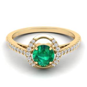 Vente directe d'usine REYES, bagues halo en or rose massif 14 carats avec émeraude verte, pour femmes, certifiées GRA, bijoux fins en moissanite - Product Image 6