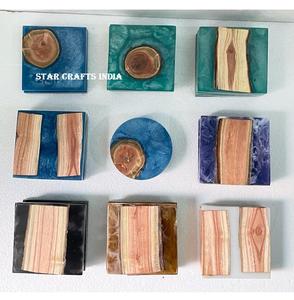 Dessous de verre en bois de manguier en résine époxy de haute qualité au design unique Dessous de verre en bois fait à la main d'Inde par Quality Handicrafts - Product Image 6