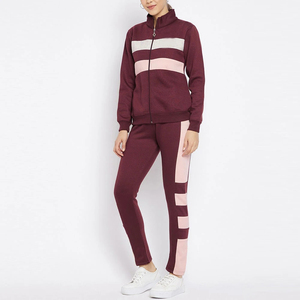 Conjunto de chándal elegante de bloque de color, chaqueta de lana con cremallera y joggers ajustados, ropa deportiva informal cálida, ropa de correr y gimnasio, chándal de mujer - Product Image 5