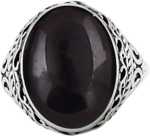 เงินแท้ 925 ธรรมชาตินิลสีดํา Cabochon อัญมณีเครื่องประดับแหวนทําด้วยมือเงินแท้ 925 ประทับตราแหวนเครื่องประดับ - Product Image 4