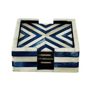 Gran oferta, venta al por mayor, posavasos con incrustaciones de hueso personalizados, juego de cuatro piezas para bebidas, alfombrilla para tazas - Product Image 4