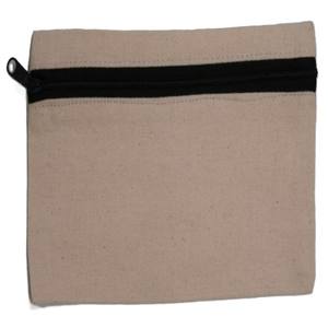 Sac de voyage cosmétique en toile de coton 100% écologique avec logo personnalisé imprimé, blanc, pochette à crayons de maquillage, fermeture éclair, 4x3 pouces, cadeau - Product Image 1