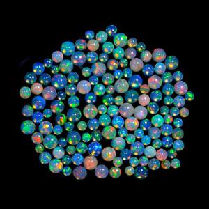 Opale éthiopienne de feu Welo de qualité incroyable taille 3mm forme ronde opale de feu pierres précieuses en vrac perles d'opales à dos plat - Product Image 1