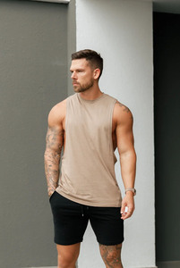 เสื้อกล้ามสำหรับผู้ชายใส่ออกกำลังกายในยิมเสื้อฝึกออกกำลังทำจากผ้าฝ้าย100% ขนาดใหญ่พิเศษโลโก้ออกแบบได้ตามต้องการ - Product Image 5