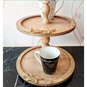 แท่นวางเค้กไม้พร้อมแท่นวางสำหรับเสิร์ฟคัพเค้กแบบตั้งโต๊ะดีไซน์สวยงามมีดีไซน์เป็นโลหะสีทอง - Product Image 4