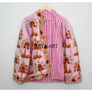 Women's <b>Velvet</b> Artisan Hand Embroidered Suzani <b>Quilted</b> Jacket Floral Design 100% Cotton Shell Woven Fabric Eco-Friendly Quick - Product Image 6