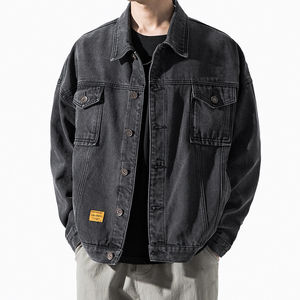 Chaqueta Vaquera de Invierno para Hombre con Letras en la Parte Delantera, Cuello Alto, Corte Ajustado, Bolsillos con Cremallera - Product Image 1