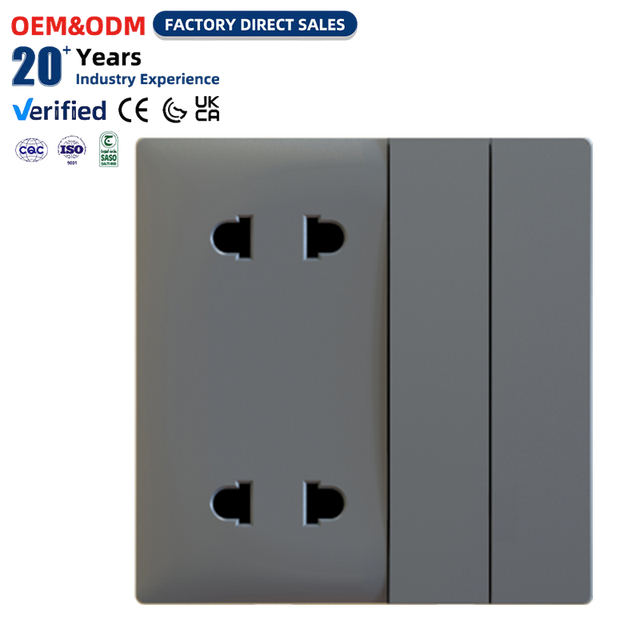 OEM Factory Home Office 4 Gang 2 Gang Switch  2 Gang 2 Pin Socket Combined Wall Outlet Electrical Switches Socketed