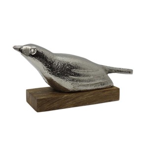 Esculturas de gorrión de aluminio con Base de madera, figuritas abstractas con acabado de níquel para el hogar, sala de estar Decoración Para, escultura de escritorio - Product Image 3