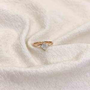 5.5mm Princess Cut Moissanite Engagement <b>Ring</b> | Classic 4-Prong <b>Solitaire</b> | 925 <b>Silver</b> or Solid 10k 14k 18k Gold - Product Image 2