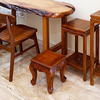 Tabouret-Chaise en Bois de Teck Sculpté à la Main, Style Asiatique Exotique Oriental Moderne - Durable, Écologique, Confortable, Tendance, Antique, pour Appartement