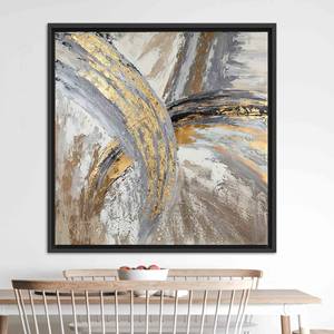 Elegant Silver & Gold Marble Print Canvas - Modern Wall Art,BLACK <b>FRAMED</b> CANVAS - Product Image 1