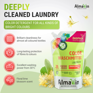 Détergent liquide pour linge de marque AlmaWin, 1,5 L, pack éco, 20 lavages, parfum de fleur de tilleul, propreté éclatante, détergent pour bébé - Product Image 5