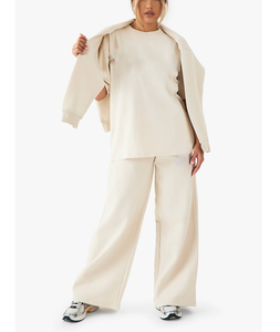 Oferta de Navidad: Conjunto de 2 Piezas de Ropa Deportiva Inteligente para Mujer, Tendencia de Invierno, Camiseta y Pantalones Lisos con Cuello Redondo, Estilo Modesto - Product Image 1