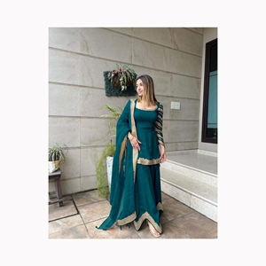 2024 สไตล์อินเดียและปากีสถานสุทธิงานเย็บปักถักร้อย Salwar Kameez ชุดผู้หญิงชุดสไตล์มุสลิมหนัก - Product Image 2