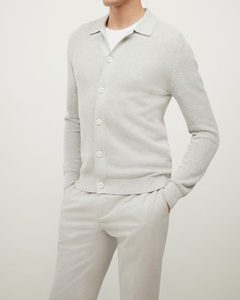 เสื้อสเวตเชิ้ตผู้ชายแบบสวม แขนยาว ผ้าถักเนื้อนุ่ม พรีเมียม กระดุมติด ทนทาน ขอบแขนยืดหยุ่น ใส่สบาย สไตล์ลำลอง ทรงหลวม - Product Image 1