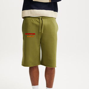 Haute qualité Logo imprimé personnalisé surdimensionné blanc séchage rapide 100% coton Streetwear Jogger longue longueur ourlet brut grande taille homme court - Product Image 1