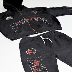 NARROWTEX Unisex Urban Tracksuit Set 2-Piece Hoodie Jogger Outfit Trendy Oversized Streetwear with <b>Rhinestone</b> Plus Size Features - Product Image 3