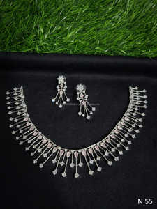 Ensemble de bijoux de mariée en diamant américain classique Collier et boucles d'oreilles en deux pièces pour mariage Style classique à la mode - Product Image 5