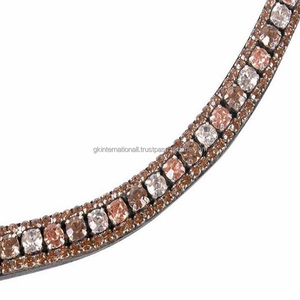 Banda de cejas de caballo de cuero en todas las formas hechas a medida con 3 filas decorativas Multicolor cristales brillantes diamantes de imitación banda de cejas ostentosa - Product Image 3