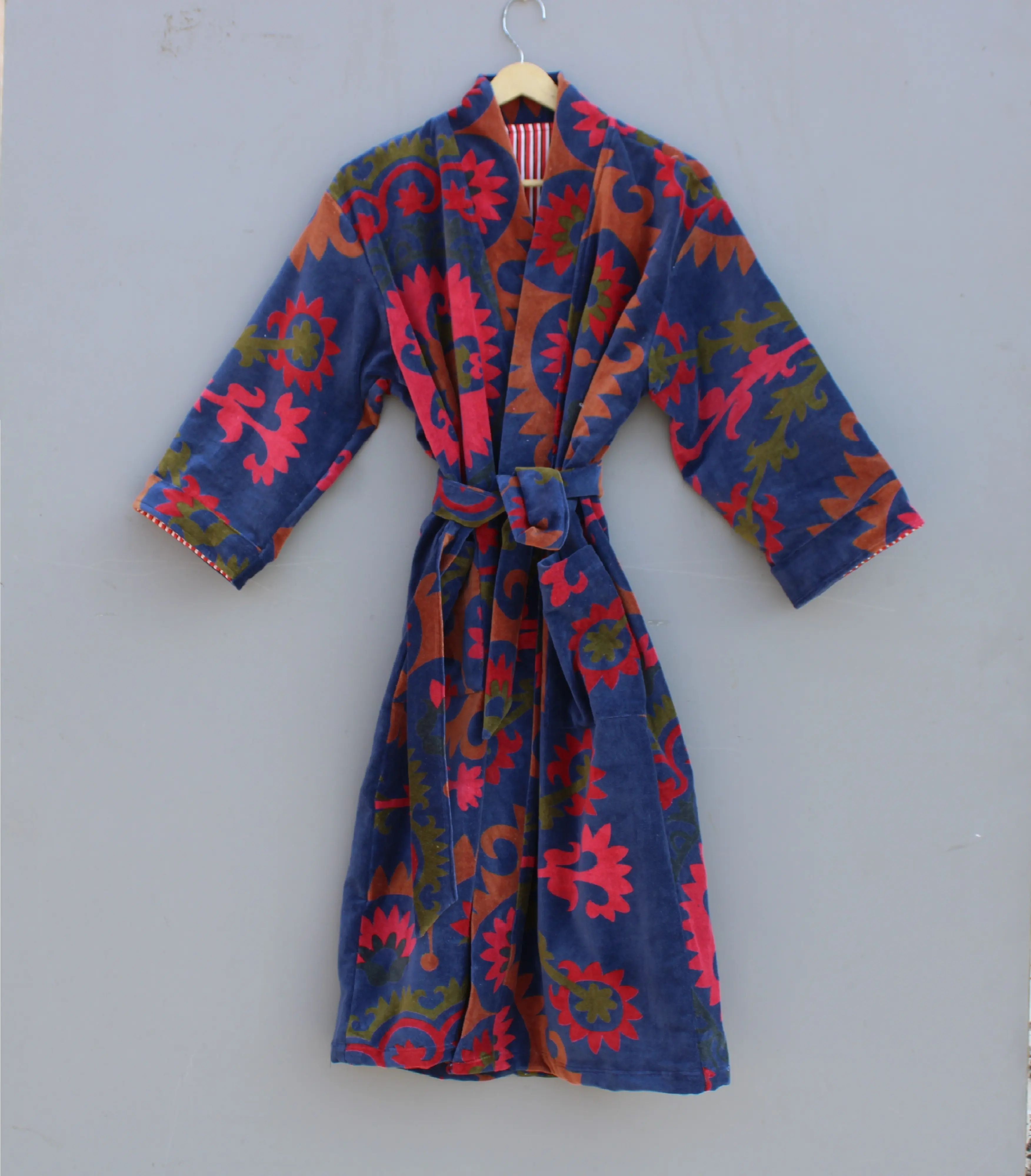 Cotton Dài Phụ Nữ Kimono Áo Choàng San Hô Lông Cừu Áo Choàng Tắm Mềm Mại Quần Áo Ngủ Túi Loungewear Áo Choàng Tắm