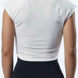 Camiseta de cuello redondo para mujer, prenda de vestir, con cuello redondo y mangas ajustadas de 95% algodón y LICRA, con dobladillo redondo de resina, 5% - Product Image 6