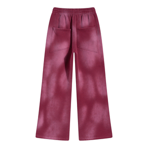 Pantalon de survêtement évasé lavé à l'acide pour hommes, coupe ample, jogging de gymnastique avec taille élastique moyenne, style vintage décontracté, délavage foncé - Product Image 2