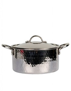 Cazuelas de acero martillado de alta calidad con tapa, calentador de alimentos de Metal y servidor para cocinas, olla caliente de Metal para servir desde la India - Product Image 1