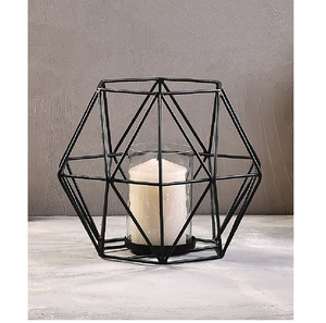 Porte-bougie moderne en métal géométrique avec insert en verre - Product Image 1