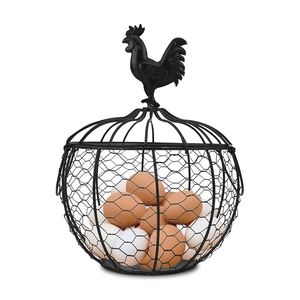 Panier métallique fait main avec poignée Support de stockage d'oeufs en métal de style ferme pour les ustensiles de cuisine de fruits d'Inde - Product Image 6