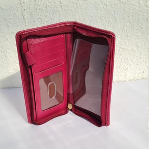 Porte-chéquier en cuir véritable marron avec fonction RFID longue poche pour carte et fermeture éclair pour fenêtre de carte d'identité nouvelle version - Product Image 1