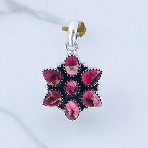 Colgantes de plata con piedras preciosas turquesa Dalia Rosa natural, precio al por mayor, colgantes de Plata de Ley 925 y joyería de plata - Product Image 2