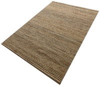 Eleganter Naturfarbener Handgewebter Woll-Hanf-Teppich Moderner Rutschfester Strukturierter Flachgewebter Gestreifter Design-Durries-Teppich