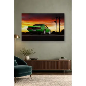 Impression sur toile Fida Green Camaro SS au coucher du soleil - Product Image 5