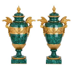 Par de jarrones de malaquita para decoración del hogar Interior y exterior Elegante jarrón de suelo de piedra Diseño moderno - Product Image 6