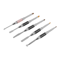 Coupe-cuticules double embout en acier inoxydable multifonctionnel, brosse à ongles pour extension de gel et nail art avec 5 types de repousse-cuticules