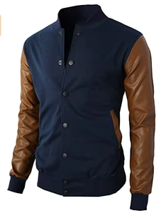 Wholesale Custom Logo Baseball Jacket Plus <b>Wool</b> <b>Quilted</b> Lining <b>Wool</b> Leather Sleeve Varsity Jackets - Product Image 1