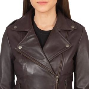 Chaqueta de Cuero Genuino para Mujer, Estilo Motociclista, Ajustada, de Piel de Oveja Real, con Cremallera y Bolsillos, Moda 2026 - Product Image 4
