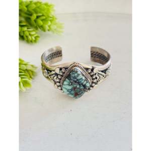 Vintage Navajo Fashion <b>Cuff</b> <b>Bracelet</b> New Lander Variscite & Sterling <b>Silver</b> Handmade & Unique - Product Image 1