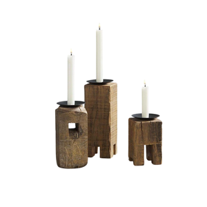 Juego de portavelas de madera de la mejor calidad, candelabro decorativo clásico para el hogar, 4 candelabros de madera de nogal para relámpagos de Navidad - Product Image 4