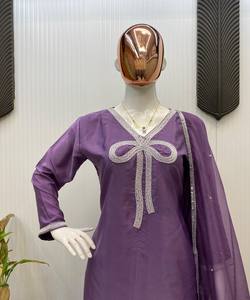 PERLES DE CRÊPE FRANÇAIS FANTAISES TOP DE TRAVAIL PATIYALA AVEC DUPATTA FESTIVE WEAR COULEUR VIOLET PRIX DE GROS VÊTEMENT ETHNIQUE - Product Image 6