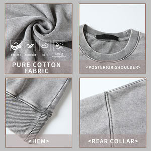 Producto profesional de tela cómoda y suave cuello redondo tamaño personalizado 100% algodón básico mezcla de algodón sudadera para hombres - Product Image 3