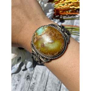 Betty a Lee Navajo Handmade Royston Turquoise & Sterling <b>Silver</b> Fashion <b>Cuff</b> <b>Bracelet</b> - Product Image 2